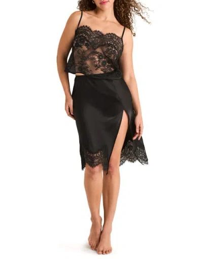 Adore Me Apolonia Camisole & Half Slip Set Lingerie In Black