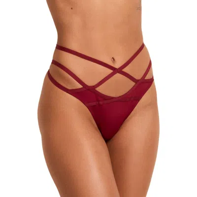 Adore Me Arla Thong Panties In Burgundy