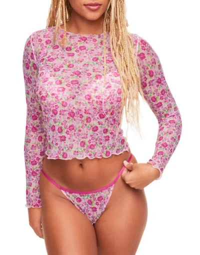Adore Me Aubrie T-shirt & G-string Set In Pink