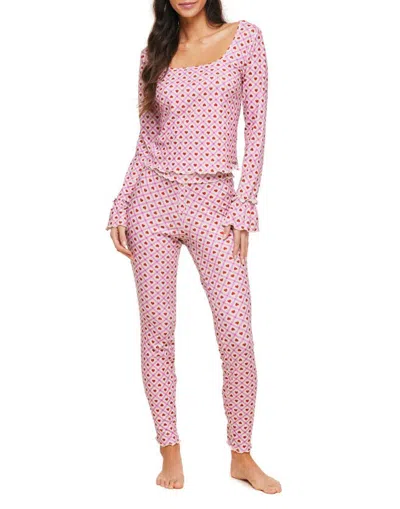 Adore Me Audra Pajama Long Sleeve Top & Legging Set In Novelty Pink