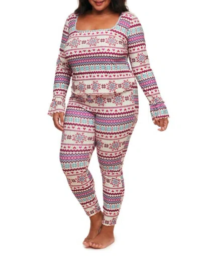 Adore Me Audra Pajama Long Sleeve Top & Legging Set In Novelty White