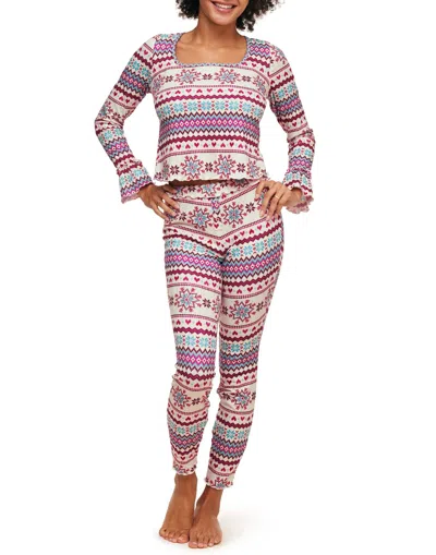 Adore Me Audra Women's Pajama Long Sleeve Top & Legging Set In Novelty White