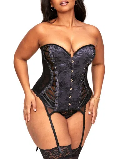 Adore Me Aurora Boned Corset & Thong Set In Black