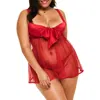 Adore Me Bessima Babydoll & G-string Set Lingerie In Dark Red