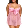 Adore Me Bessima Babydoll & G-string Set Lingerie In Medium Pink