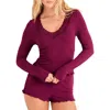 Adore Me Brooks Pajama Long Sleeve Top & Shorts Set In Purple