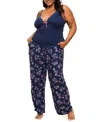 Adore Me Bryony Women's Plus-size Pajama Cami & Pants Set In Floral Blue