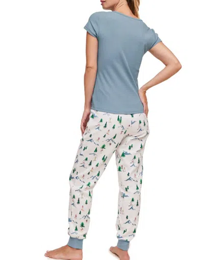 Adore Me Caileigh Pajama T-shirt & Jogger Set In Convo White