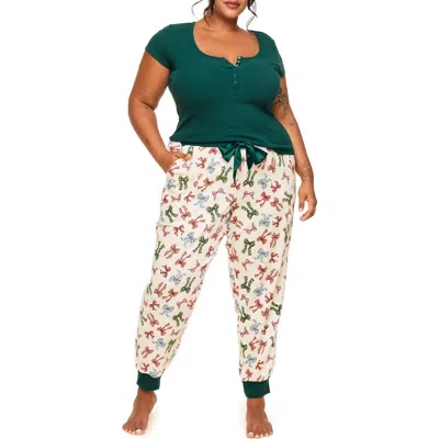 Adore Me Caileigh Pajama T-shirt & Jogger Set In Green