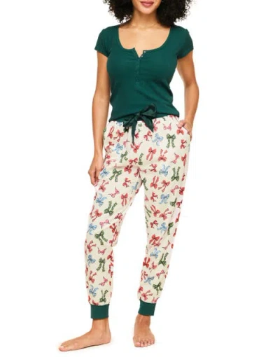Adore Me Caileigh Pajama T-shirt & Jogger Set In Novelty Beige
