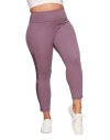 Adore Me Cali Active 7/8 Legging With Striped Mesh In Dark Purple