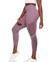 Adore Me Cali Active 7/8 Legging With Striped Mesh In Dark Purple
