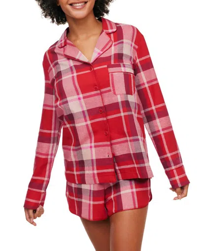 Adore Me Cecelia Pyjama Set In Plaid Red