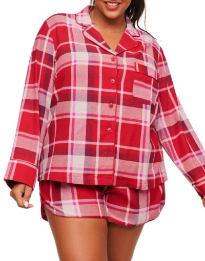 Adore Me Cecelia Pajama Set In Plaid Red