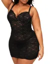 Adore Me Cheyenne Bodycon Babydoll & G-string Set Lingerie In Black