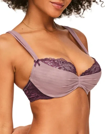 Adore Me Clairabelle Push Up Demi Bra In Dark Purple