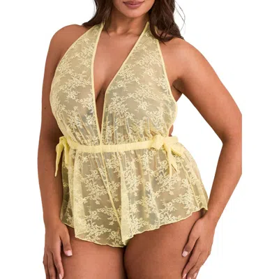 Adore Me Danie Romper Lingerie In Yellow