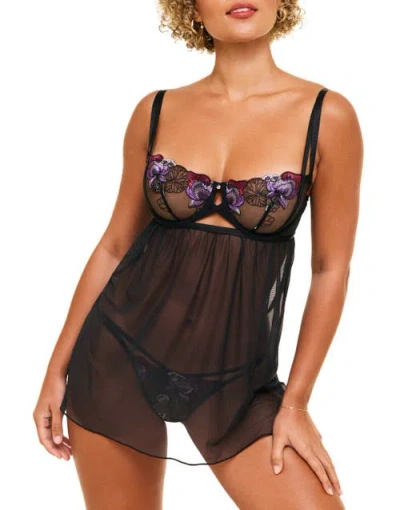 Adore Me Delilah Babydoll Lingerie In Black