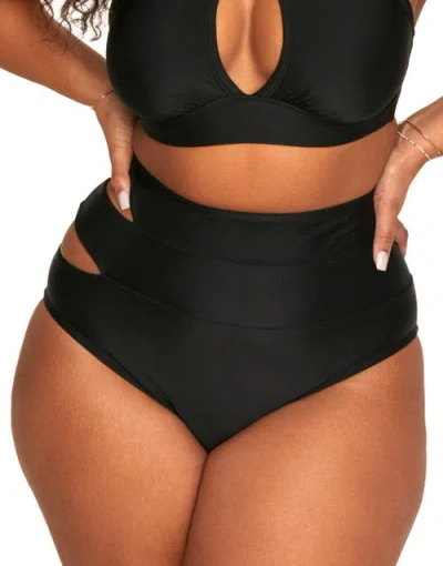 Adore Me Demi Swimwear High Waist Bikini Bottom In Black