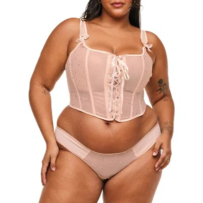 Adore Me Diamond Corset & Panty Set In Light Beige