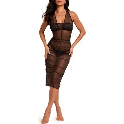 Adore Me Eave Slip & G-string Set Lingerie In Black