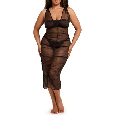 Adore Me Eave Slip & G-string Set Lingerie In Black