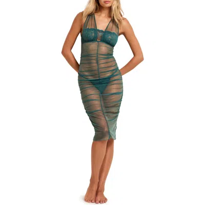 Adore Me Eave Slip & G-string Set Lingerie In Green