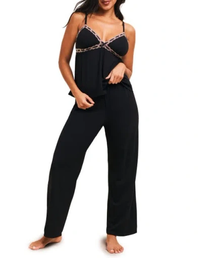Adore Me Eloisa Tank Top & Pants Pajama Set In Black