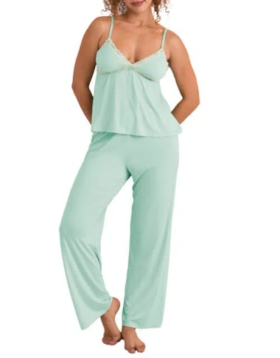 Adore Me Eloisa Tank Top & Pants Pajama Set In Green