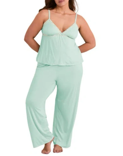 Adore Me Eloisa Tank Top & Pants Pajama Set In Green