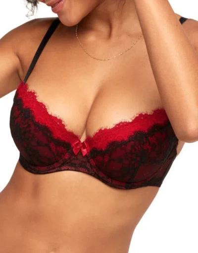 Adore Me Emanuelly Push Up Balconette Bra In Black