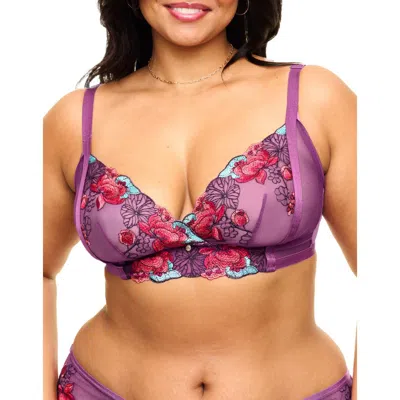 Adore Me Emilie Unlined Bralette Bra In Floral Purple