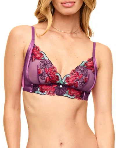 Adore Me Emilie Unlined Bralette Bra In Floral Purple