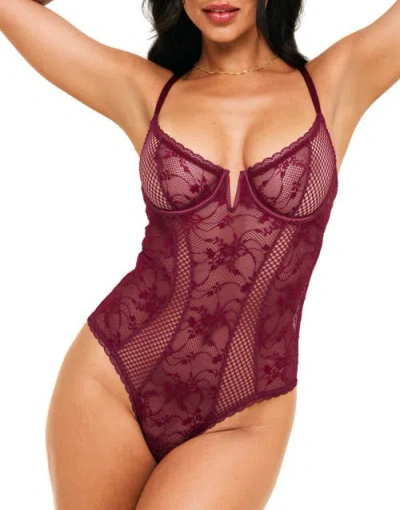 Adore Me Esther Bodysuit Lingerie In Dark Purple