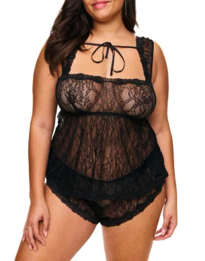 Adore Me Ettie Cami & Shorts Set Lingerie In Black