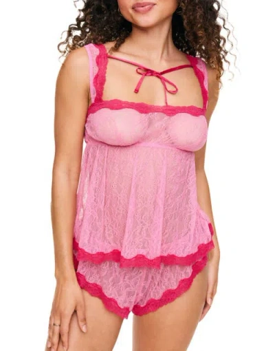 Adore Me Ettie Cami & Shorts Set Lingerie In Medium Pink