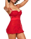 Adore Me Etty Women's Babydoll & G-string Set Lingerie In Dark Red