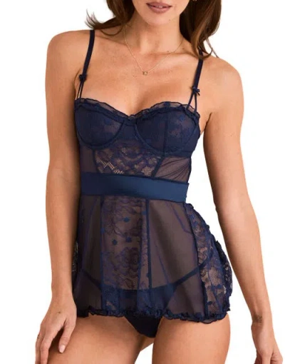 Adore Me Etty Babydoll & G-string Set Lingerie In Black