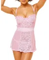 Adore Me Etty Women's Babydoll & G-string Set Lingerie In Pink