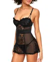 Adore Me Etty Women's Babydoll & G-string Set Lingerie In Black