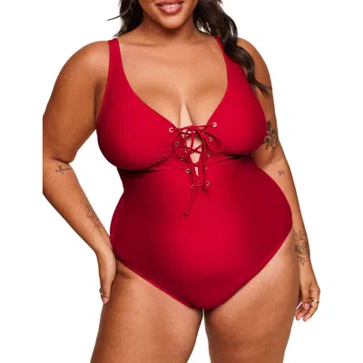 Adore Me Evangeline Swimwear One-piece In Dark Red