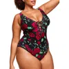 Adore Me Evangeline Swimwear One-piece In Floral Black