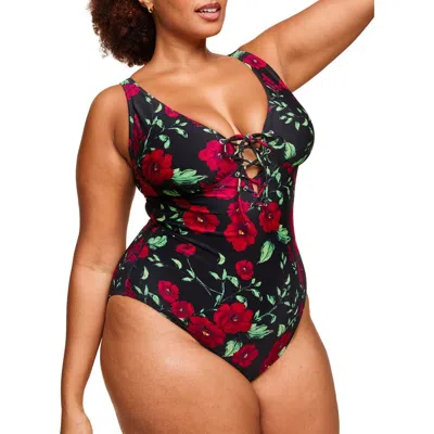 Adore Me Evangeline Swimwear One-piece In Floral Black