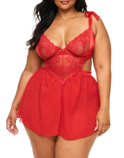 Adore Me Fantasia Babydoll Lingerie In Dark Red