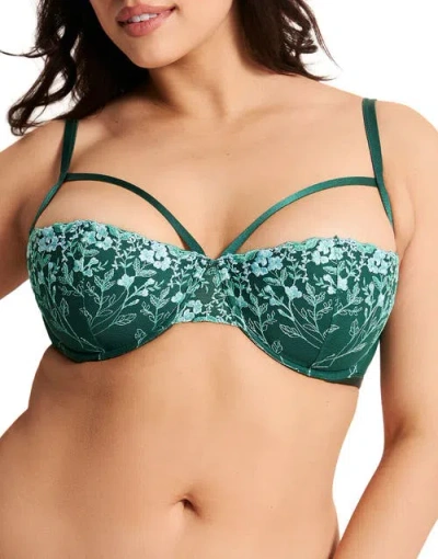 Adore Me Fern Contour Balconette Bra In Green