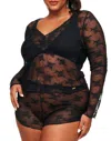 Adore Me Gwendlyn Women's Plus-size Lace Top And Shorts Set In Black