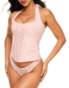 Adore Me Haisley Halter Corset & Thong Set In Light Pink