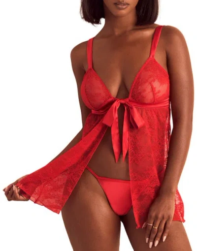 Adore Me Hillary Babydoll Lingerie In Red