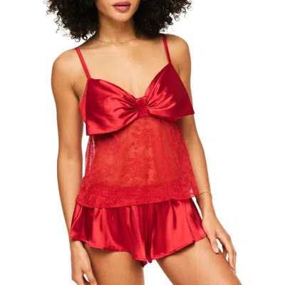 Adore Me Idrina Women's Pajama Cami & Shorts Set In Dark Red