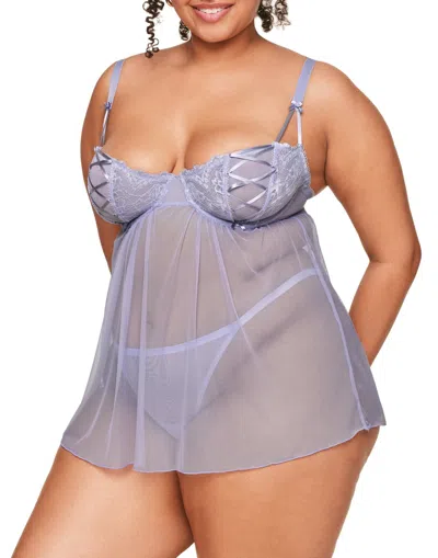 Adore Me Ismelka Unlined Babydoll Lingerie In Dark Blue